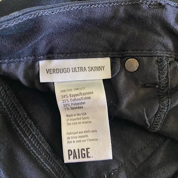 PAIGE Verdugo Ultra Skinny Jeans. BLACK. Made in USA - Picture 4 of 9